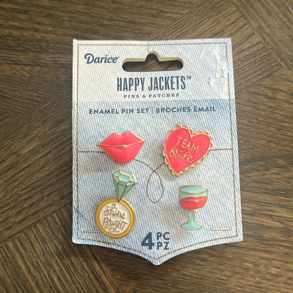 Happy Jackets enamel pin set Team Bride bridal shower bachelorette